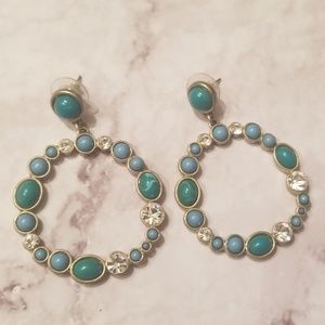 [Bloomingdale's] Turquoise & Crystal Drop Earrings